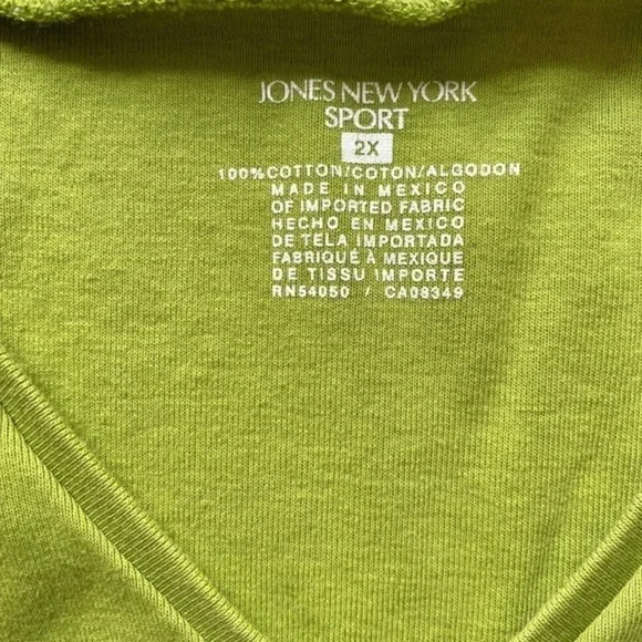 Jones‎ New York Sport Green Cotton V-Neck Short Sleeve Shirt - Picture 4 of 6